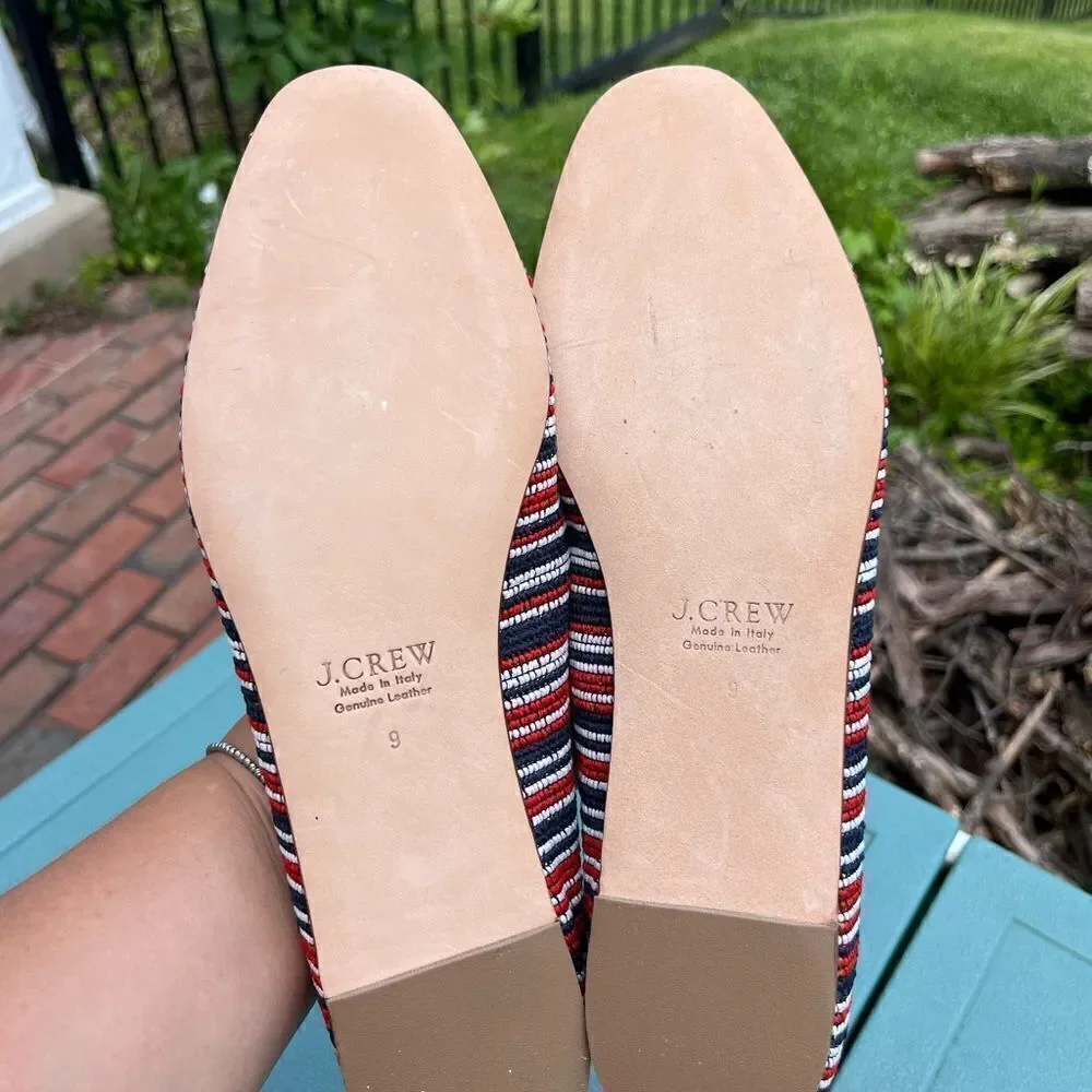 J Crew Embroidered Leather Driving Loafers